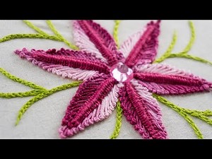 Hand Embroidery Flowers by DIY Stitching: Double cast on & Pistil stitch