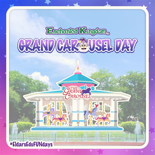#EldarsEduFUNdays JULY 25 is National #CarouselDay 🎠🎠🎠 Be transported back to the Victorian Era with this EK favorite, the Grand Carousel! Get to know more about this #EnchantedKingdom classic from all its cherubs, horses and chariots by taking this quick and fun quiz! 🔽 PLAY HERE! 🔽 https://bit.ly/EKGrandCarousel Take a screenshot of your best score and share it with us on the comment section below. On your next magical visit to EK, don't forget to try out, hop on and enjoy for yourself an