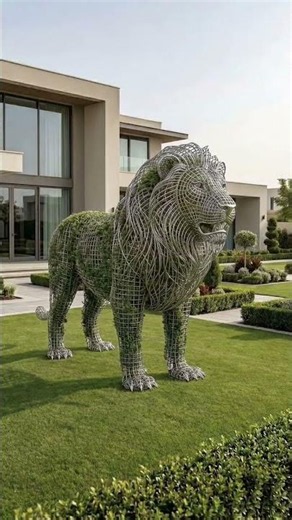 Luxury Garden Decor with a Massive Lion Statue 🏡🦁| Amazing Art