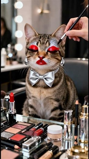 Our beautiful cat getting her makeup done.😻😺 #cat #makeup