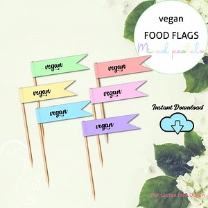PRINTABLE Vegan Flag, Vegan Topper, Vegan Sign, Vegan Catering Sign, Vegan Cooking, Food Tags, Allergy Alert Food Flag, Food Pick, Cafe Flag - Etsy Australia