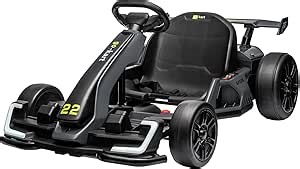 Go Karts for Kids,24V Electric Go Kart With 2 * 150W Powerful Motors,8mph Max Speed,Max Load 110lbs,W/Button Start,Lights,Safety Belt, Music Age 6-12-GREY