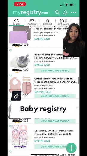 Here’s my baby registry. Not everything on this list is essential, I just added everything I wanted so it would be easier to track. We did buy a good chunk of this stuff ourselves and also had a lot of friends & family who wanted to buy things for us ❤️ The app is called “my Registry” and you can upload links from any website. #pregnancy #pregnant #firsttimemom #ftm #motherhood #newmom #babyjourney #pregnancyjourney #myregistry #babyregistry #babyregistrytips #babyregistrymusthaves #babyregistry
