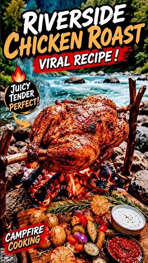 🔥 Riverside Chicken Roast Recipe | Crispy Campfire Chicken by the River 😍 #shorts