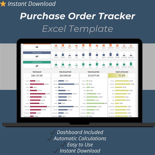 Purchase Order Tracker Excel Template | PO Log & Procurement Dashboard Spreadsheet - Etsy