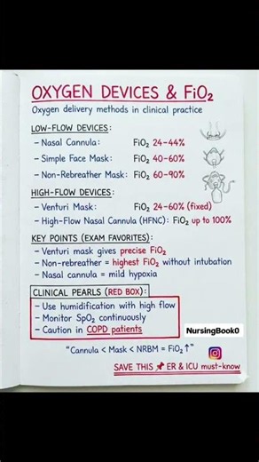 Oxygen Devices & FiO₂ Explained in 60 Seconds | Nasal Cannula, Venturi, NRBM | Nursing Tips #cpap