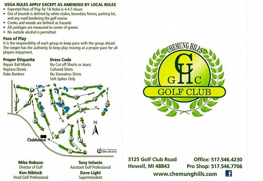 Scorecard - Chemung Hills Golf Banquet Center