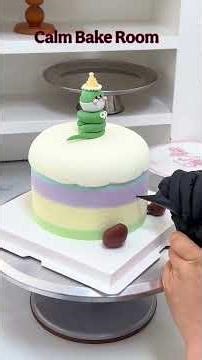Snake Baby Cake | Cute Cake Making Tutorial 🐍💚 #cake #fruitgardencake #cakedecorating