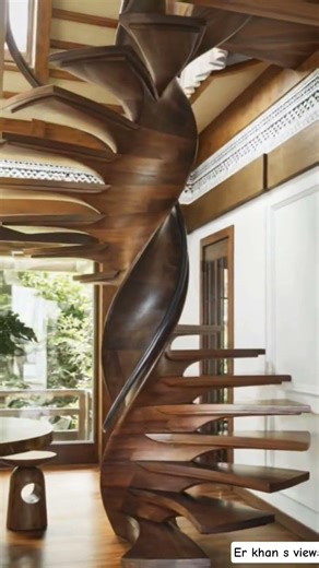 Wooden carving spiral staircase with out handrail design ideas