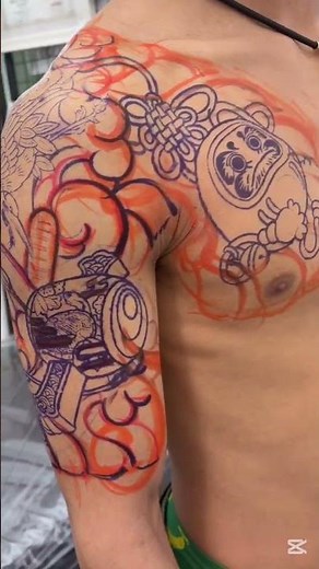 初タトゥー、縁起物マシマシで!#七尾刺青 #前衛刺青処 #アヴァンギャルドデザイン#tattoo #刺青