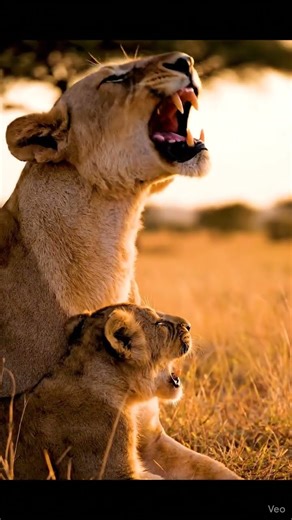 Cub Tries to Imitate Mom’s Roar
