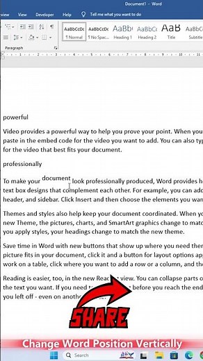 🚀How to Change Text Position Vertically in MS Word | Adjust Text Position Up or Down | #shorts