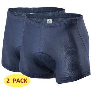 2 Pairs Cycling Padded Bike Underwear for Men Lightweight Biking Shorts Bicycling Clothing Blue XXL