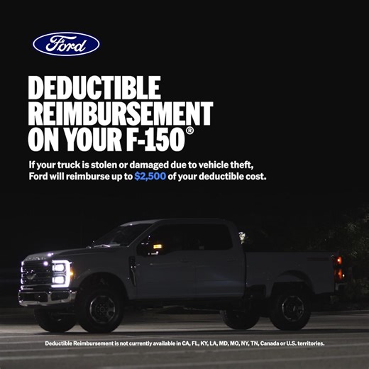 Get up to $2,500 if your truck is stolen or damaged due to vehicle theft with Deductible Reimbursement, included in the Ford Security Package. | Ford Motor Company