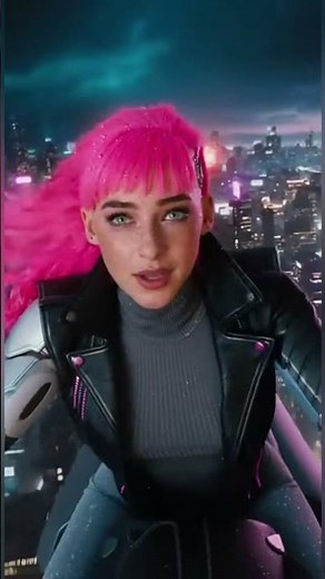 Cyberpunk Girl Riding Hover Bike Over Future LA 🌃⚡ | Los Angeles 2077