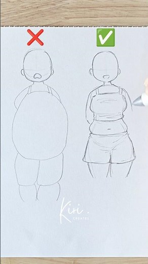 How to draw chubby anime girl body for beginner easy front view #drawing #tutorial #howtodraw