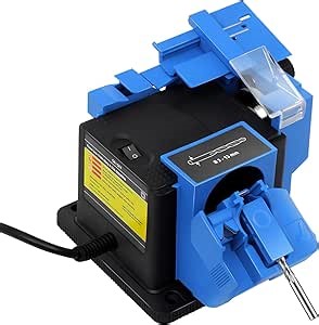 Electric Drill Bit Sharpener, 3-in-1 Multifunction Electric Sharpening Machine for Knife, drill, Chisel, Scissor, 110V, Grinder with Adjustable Angles, 96W, 1350rpm, Compact Design