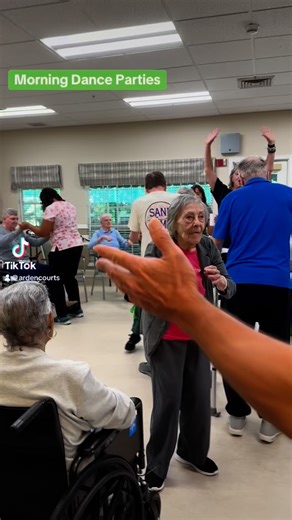 Other Team Members were almost pushing me aside to grab a dance partner. 😂Music has been shown to lower the stress levels of memory care patients. We try to incorporate music in every activity we do! Sometimes it’s as simple as throwing a dance party and getting people moving. #memorycare #ardencourts #seniorliving #dance #grandma | Arden Courts