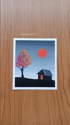 Easy Sunset Scenery Drawing | Oil Pastel For Beginners #shorts