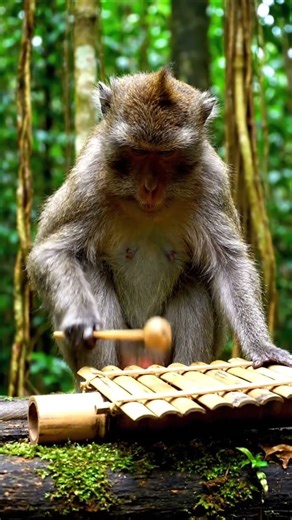 This Monkey Started Playing Music… 🎶🐒 (Real Footage) #Monkey #MonkeyPlayingMusic #Wildlife