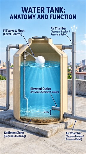 How a Water Tank Plumbing System Works.#BuildWiseAcademy #CivilEngineering #Construction #Plumbing