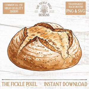 Rustic Sourdough Bread PNG | Realistic Watercolor Bakery Clipart | Artisan Loaf Illustration | Instant Download | Commercial Use - Etsy