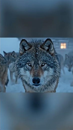 Wolf's Intense Gaze Keeping Warm in a Snowy Cabin