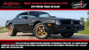 365 reactions · 52 shares | #1228 1976 Pontiac Trans Am Black Barrett Jackson Lot #170.1 Tuesday 14th, 4-5 PM Restore Link: https://www.restoreamusclecar.com/vehicles/701/1976-pontiac-trans-am Barrett Link: https://www.barrett-jackson.com/Events/Event/Details/1976-PONTIAC-TRANS-AM-CUSTOM-COUPE-237948 | Restore a Muscle Car | Facebook