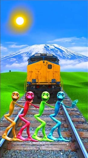 railway training alien dance Indian railway train cartoon video colourful#funny#