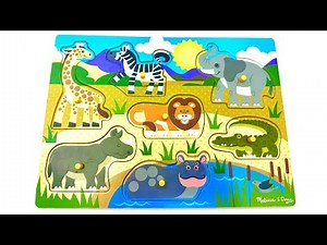 Learn Animals on the Savannah with Activity Puzzle | Preschool Toddler Toy Pirates Learning Video