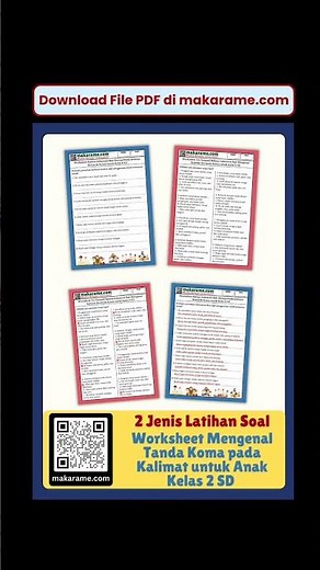 Indonesian Language Worksheet Chapter: Recognizing Commas in Sentences for 2nd Grade Elementary S...