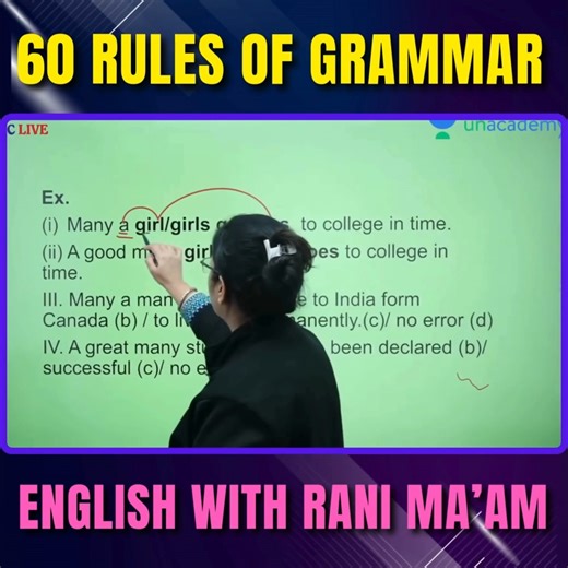 60 Rules of Grammar | Rule - 1 2 | Basic English Grammar | English With Rani Ma'am #grammar #Grammar #EnglishGrammar #GrammarRules #LearnEnglish #SpokenEnglish #CompetitiveExams | English With RANI MAM