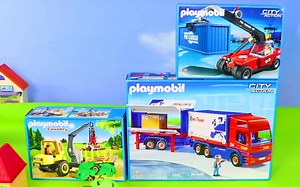 儿童益智玩具：叉车清理货物装载小火车，运输车装载森林木头！