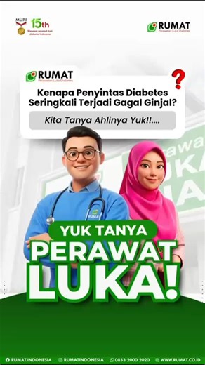 Rumat Jatiasih on Instagram: "Sering dianggap remeh, ternyata ini yang terjadi di dalam tubuh penyintas diabetes.….. Ginjal bekerja keras menyaring racun, tapi gula darah yang tinggi bisa jadi "musuh" tersembunyi bagi organ vital ini. Ners Silvana akan berbagi 3 alasan kenapa komplikasi ini sering terjadi tanpa kita sadari di tahap awal. Sayangi ginjalmu, kontrol gula darahmu! Hubungi kami di 0853 2000 2020, untuk konsultasi luka diabetes GRATIS!"