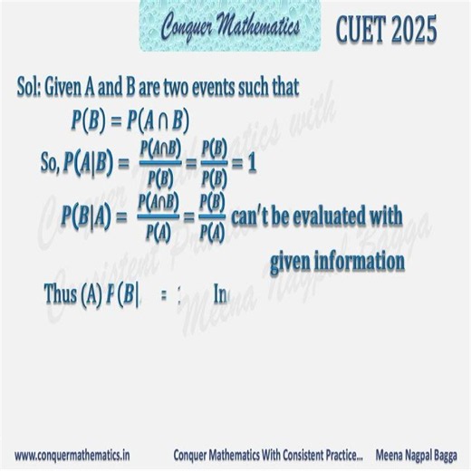 Class 12 Mathematics - PROBABILITY - MCQs - PYQs - CUET 2025 - CBSE - XII-PR-20 #math