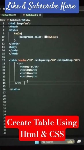 💞🚀HTML CSS Study Table Design in 30 Sec Easy Daily Project #coding #trending #shorts #viral #youtube