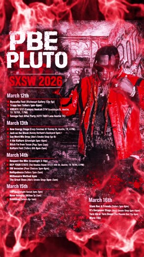 PBE Pluto AUSTIN TAKE OVER 2026 … with performances on over 20 stages