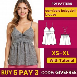 Babydoll Blouse Sewing Pattern: Women's Camisole Top (PDF Download, S-XXL) - Etsy