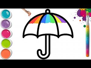 Umbrella Drawing 🌈☔ Draw and Paint Colorful Umbrella Easy Step by Step Tutorial