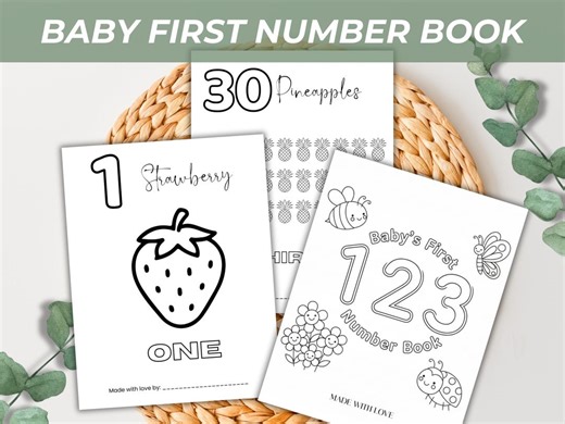Baby’s First Number Book Printable, 1–30 Counting Workbook, Toddler Learning Numbers Activity, Preschool Math Coloring Book PDF - Etsy
