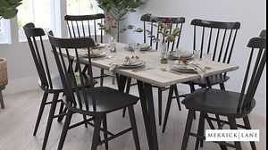 Merrick Lane Maya Rectangular Dining Table Distressed Gray Wood Finish Kitchen Table with Retro Hairpin Legs