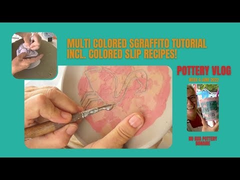 Pottery Vlog with multi colored sgraffito explained plus slip recipes