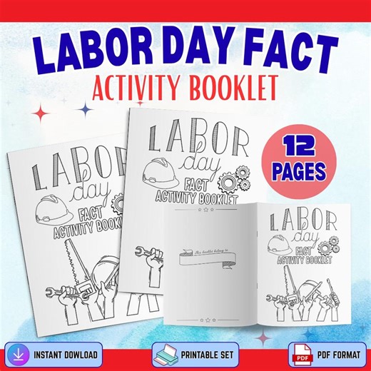 Labor Day Activity Booklet for Kids, 12 Fun Printable Pages With Games,facts & Coloring,educational Labor Day Worksheet,labor Day Homeschool - Etsy