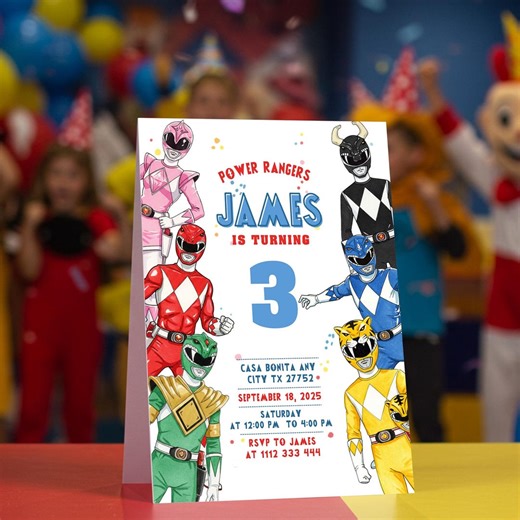 Power Rangers Birthday Invitation | Power Rangers Invite | Printable Rangers Invite, Ninja Evite, Editable Canva Template | Instant Download - Etsy