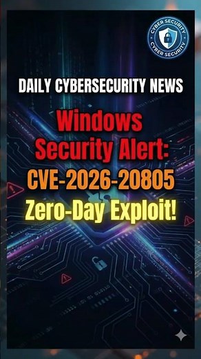 🚨 Windows Security Alert CVE 2026 20805 Zero Day Exploit! 🛡️