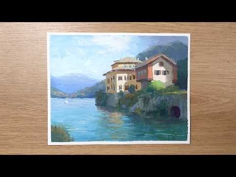 Lake Como Italy | Gouache Tutorial