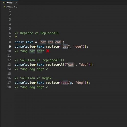 Replace vs ReplaceAll in JavaScript - Don't make this mistake! ⚠️ #coding #javascript