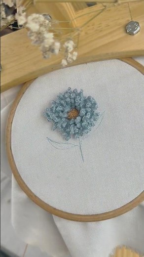 Embroidery Flower 🌸 Vintage 3D Stitch Tutorial - Relaxing Craft for Beginners