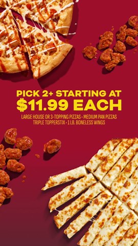 Delicious Pizza Deals: Pizzas, Stix, and Wings Offer