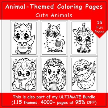 Kawaii Cute Animals Coloring Pages for Preschool & Kindergarten Learning